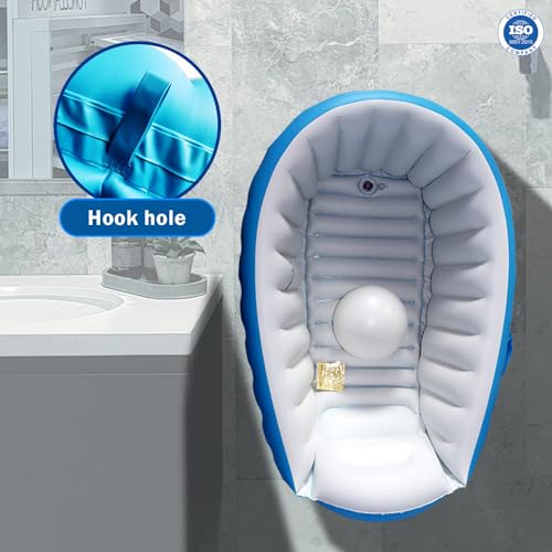 Safe-O-Kid® Aquaspa Baby Bath Tub, with Multipurpose Baby Shower HAT/Cap, European Safety Standard Inflatable Bathtub with Air Pump and Elegant Colorful Box for Extra Safety- Blue - Image 5