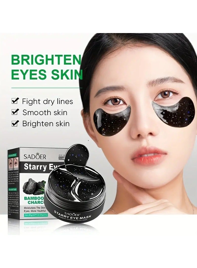 SADOER Starry Sky Eye Mask Boxed 60 Stickers/30 Pairs Bamboo Charcoal/Rose Moisturizing Improve Dark Circles Daily Care Skin Care Products - Image 2