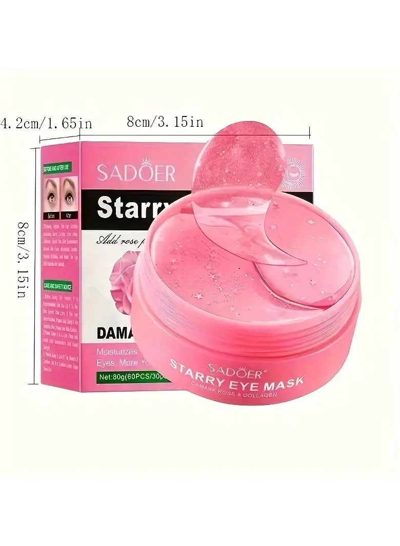 SADOER Starry Sky Eye Mask Boxed 60 Stickers/30 Pairs Bamboo Charcoal/Rose Moisturizing Improve Dark Circles Daily Care Skin Care Products - Image 3