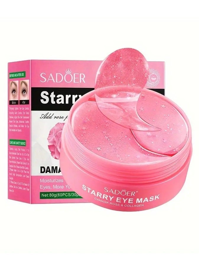 SADOER Starry Sky Eye Mask Boxed 60 Stickers/30 Pairs Bamboo Charcoal/Rose Moisturizing Improve Dark Circles Daily Care Skin Care Products - Image 4