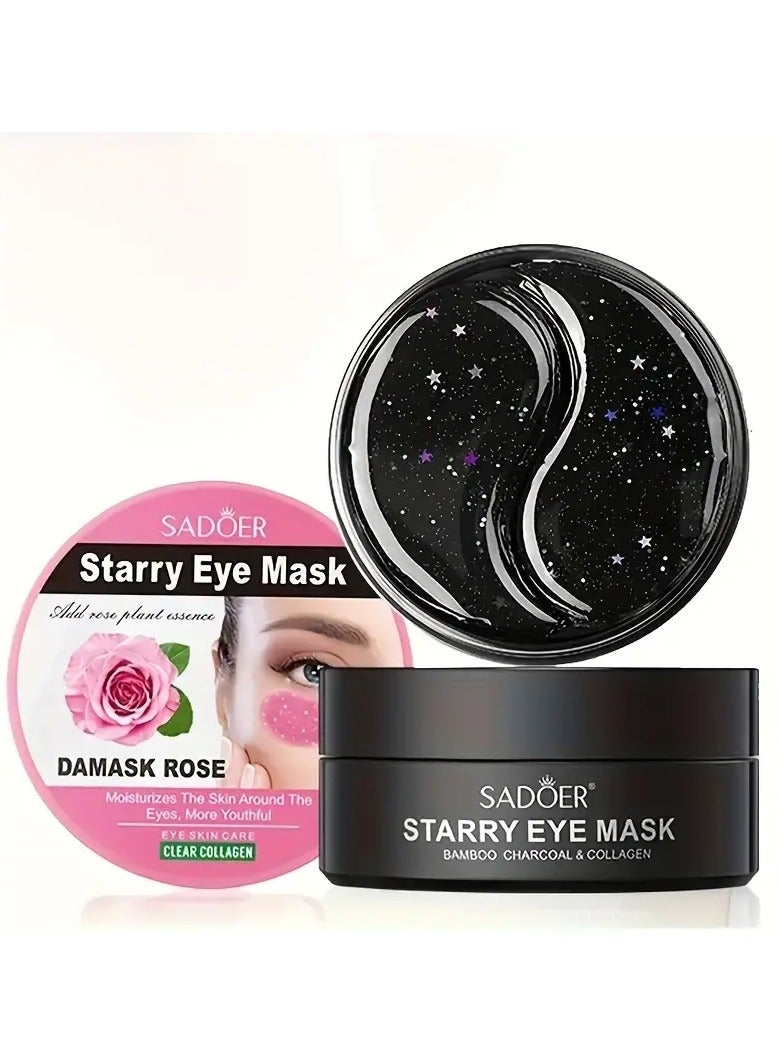 SADOER Starry Sky Eye Mask Boxed 60 Stickers/30 Pairs Bamboo Charcoal/Rose Moisturizing Improve Dark Circles Daily Care Skin Care Products - Image 5