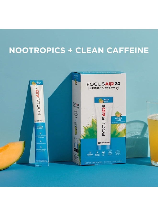 LIFEAID - FOCUSAID GO Nootropics Energy Blend, Zero Sugar, Alpha-GPC, GABA, B-Complex, Yerba Mate, Green Tea, Keto Friendly, 100mg Natural Caffeine (Pack of 14) - Image 1