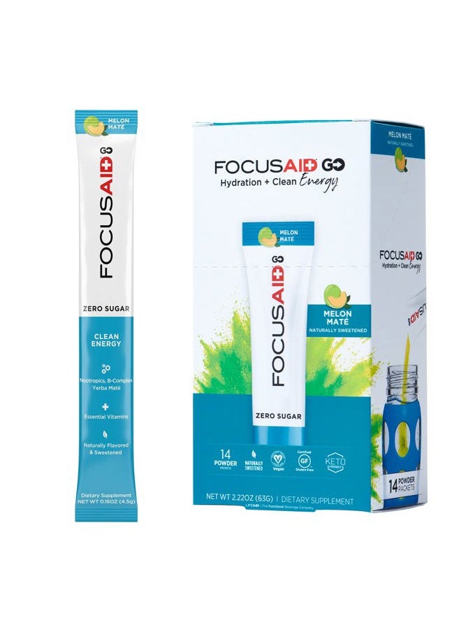 LIFEAID - FOCUSAID GO Nootropics Energy Blend, Zero Sugar, Alpha-GPC, GABA, B-Complex, Yerba Mate, Green Tea, Keto Friendly, 100mg Natural Caffeine (Pack of 14) - Image 1