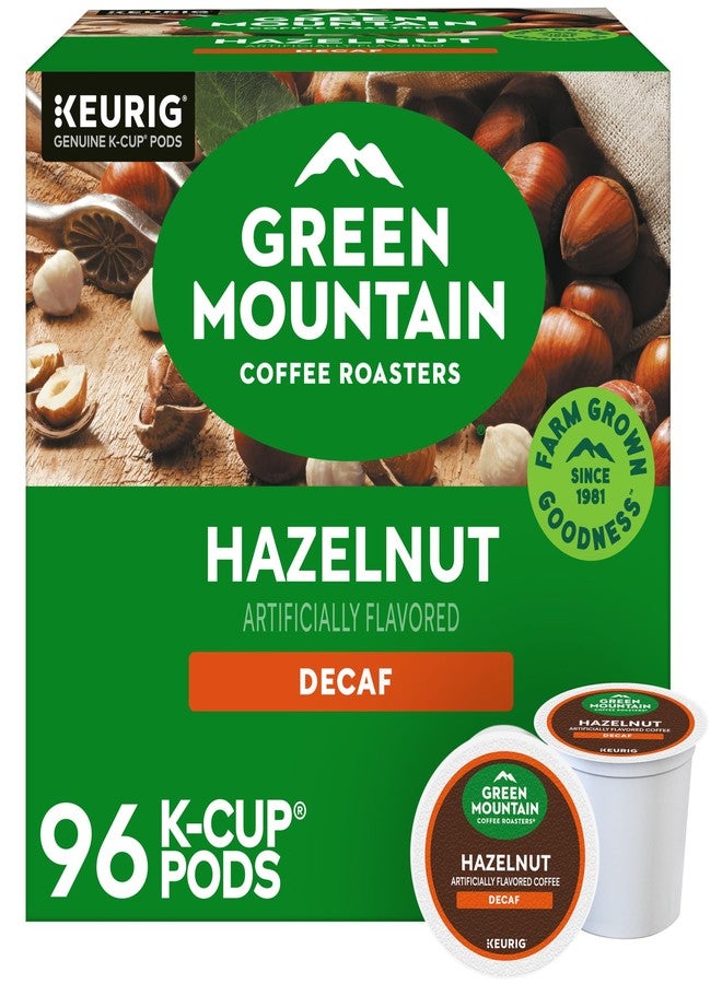 Green Mountain Coffee Roasters قهوة جرين ماونتن كوفي روسترز بنكهة البندق منزوعة الكافيين، كبسولات كيوريج للاستخدام الفردي، تحميص خفيف، 96 كبسولة (4 عبوات من 24 كبسولة) - Image 1