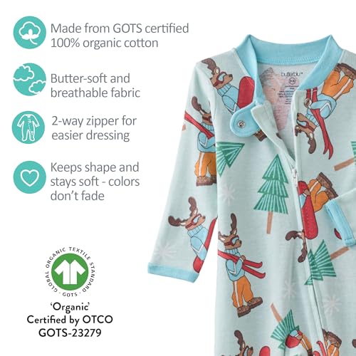 Butterblu Scout Sleep & Play 100% Organic Cotton Footed Zip Front Sleeper Pajamas for Baby Boys, Born to Ride, 0-3 Months - Image 3