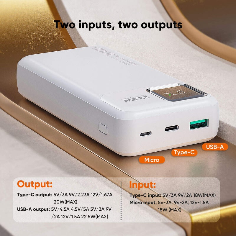 Vidvie بنك الطاقة PB768 بسعة عالية 20,000mAh لجميع أجهزتك - Image 3