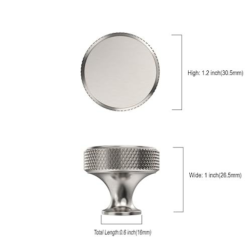 Coinkoly 30 Pack 11530mm Brushed Satin Nickel Knurled Cabinet Knobs for Dresser Kitchen Knobs for Cabinets Single Hole Cabinet Pulls Hardware - Image 3
