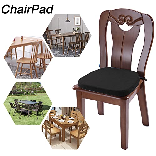 KGPLOME Chair Cushion with Ties for Dining Chair - Memory Foam No Slip Kitchen Chair pad and Dining Room Seat Cushion with Machine Washable Cover Set of 4 [16.5 X 16.2 Inches] - (Black,4) - Image 2