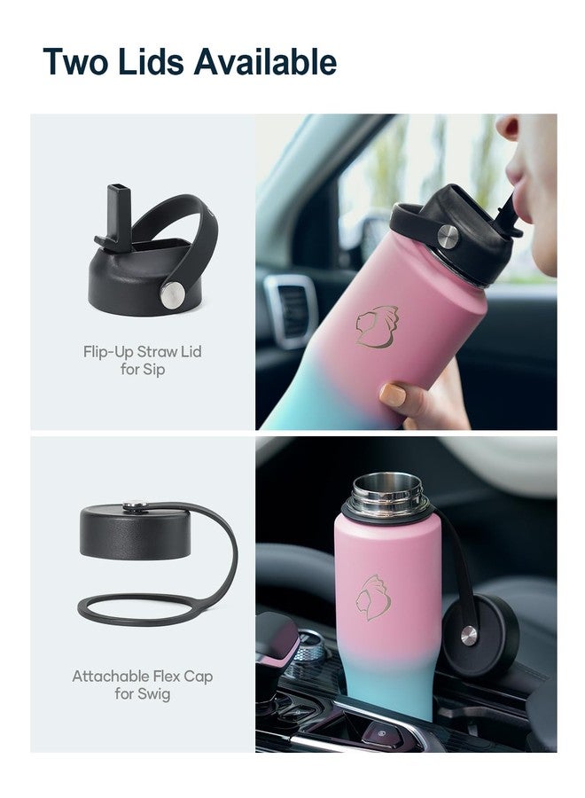 BUZIO Stainless Steel Water Bottle Vacuum Insulated (Cold for 48 Hrs, Hot for 24 Hrs),32oz Tumbler Travel Flask with Straw Lid and Flex Cap, Fit in Any Car Cup Holder,Bubble Gum - Image 4