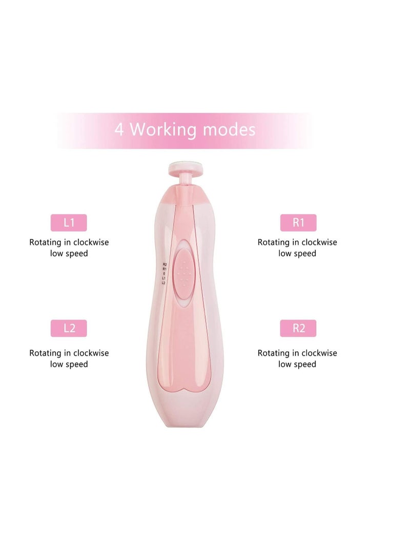 Electric Nail File for Kids No Sharp Edges to Hurt Their Nails, Professional Nail Care System for Nail Art, 6 in 1 Safe Toe and Fingernail Clipper Trimmer Clipper, Pink - Image 3