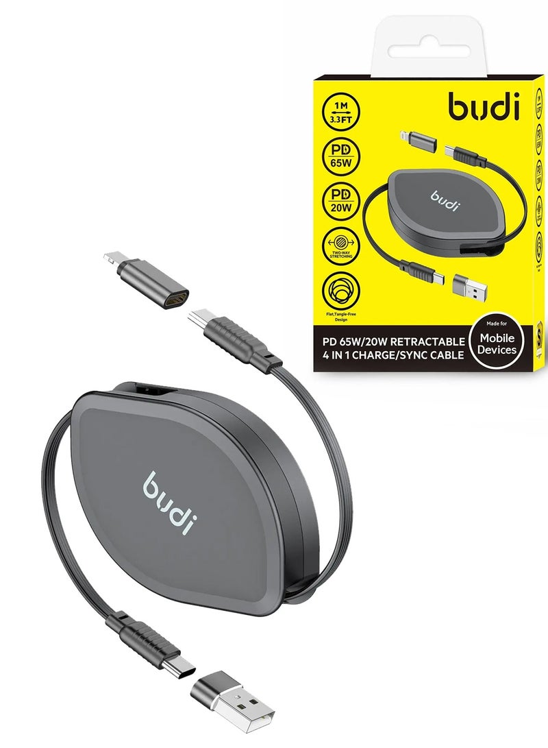 بودي 4 في 1 قابل للتطوير PD65W و20 وات USB كابل مزامنة شحن الهاتف المحمول - Image 1