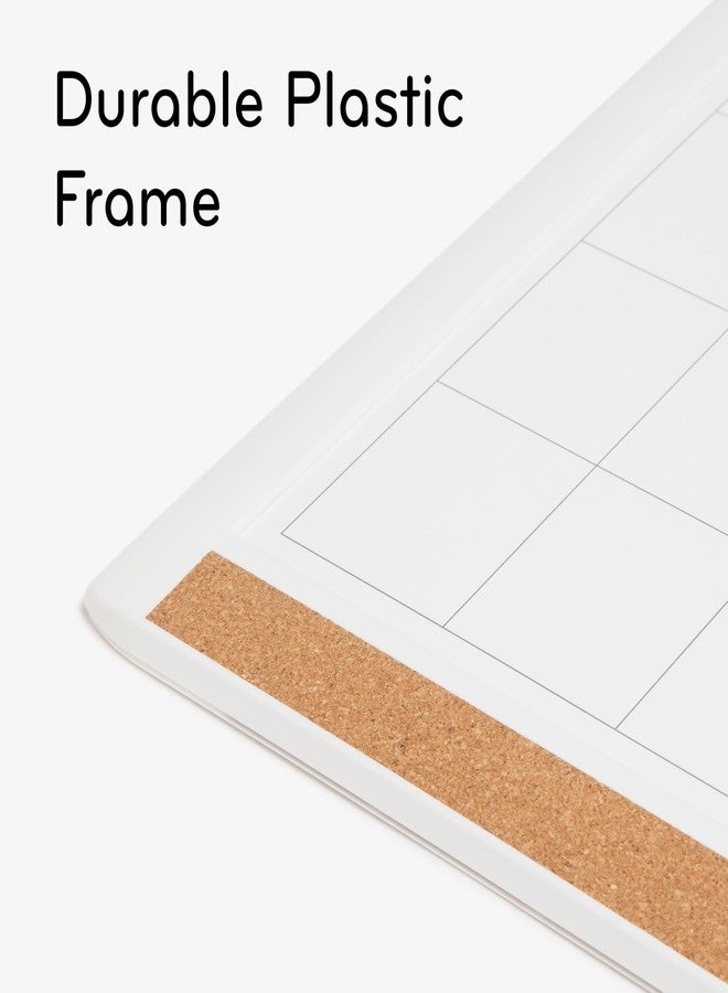 U Brands Magnetic Dry Erase Calendar White Board, 16" x 20", White Pin-It Frame, Includes Marker and Magnet - Image 3