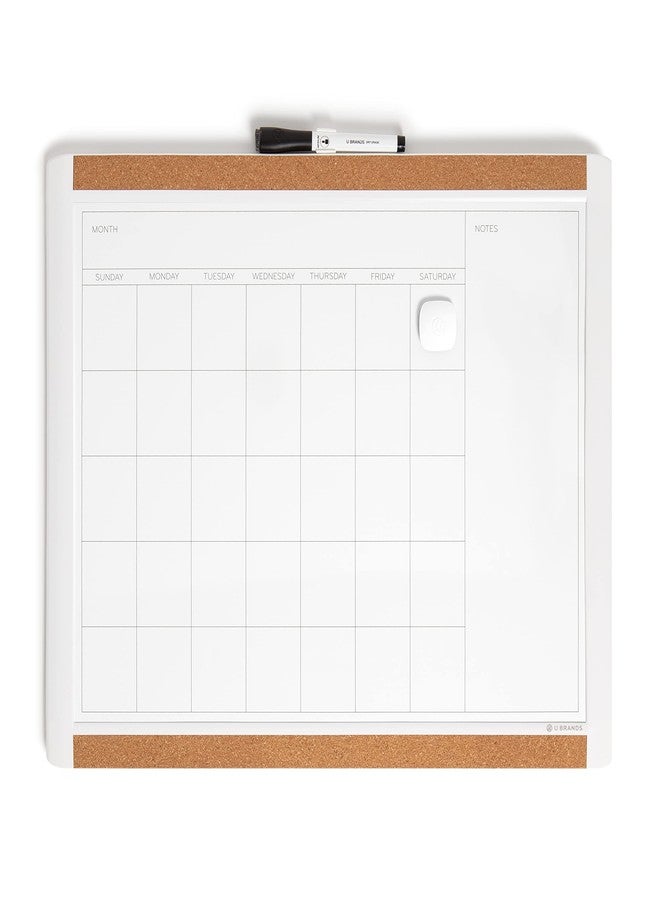 U Brands Magnetic Dry Erase Calendar White Board, 16" x 20", White Pin-It Frame, Includes Marker and Magnet - Image 1