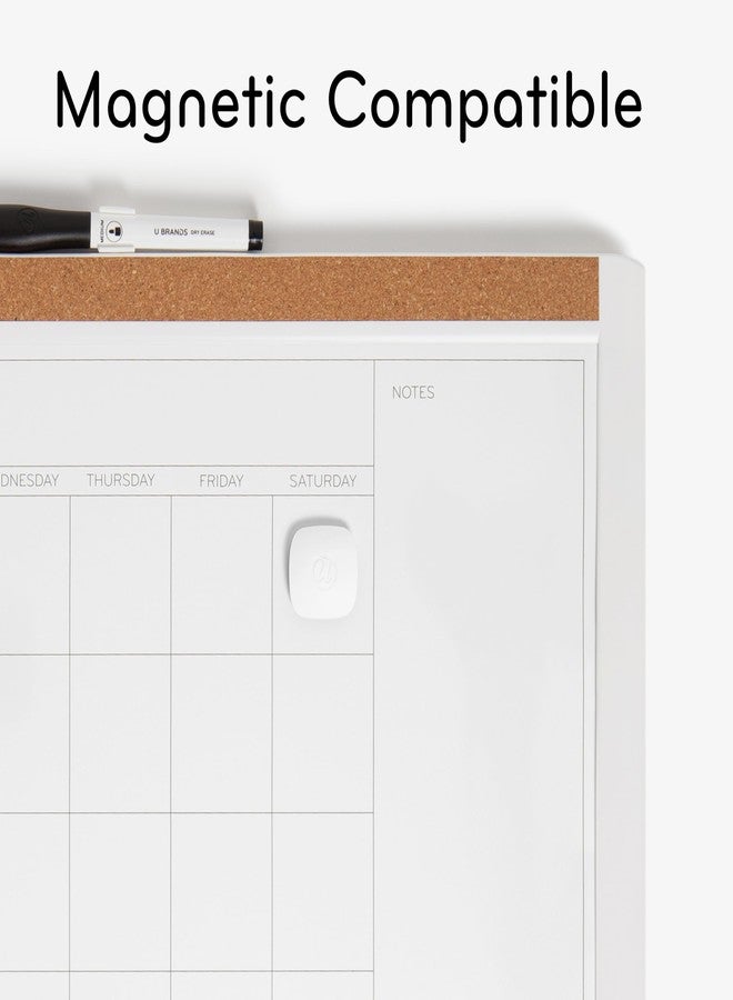 U Brands Magnetic Dry Erase Calendar White Board, 16" x 20", White Pin-It Frame, Includes Marker and Magnet - Image 4
