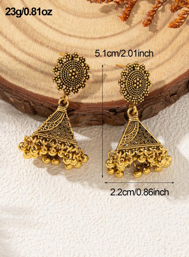 Take Two Gold Tone Texture Bell Jhumka Earrings - Image 2