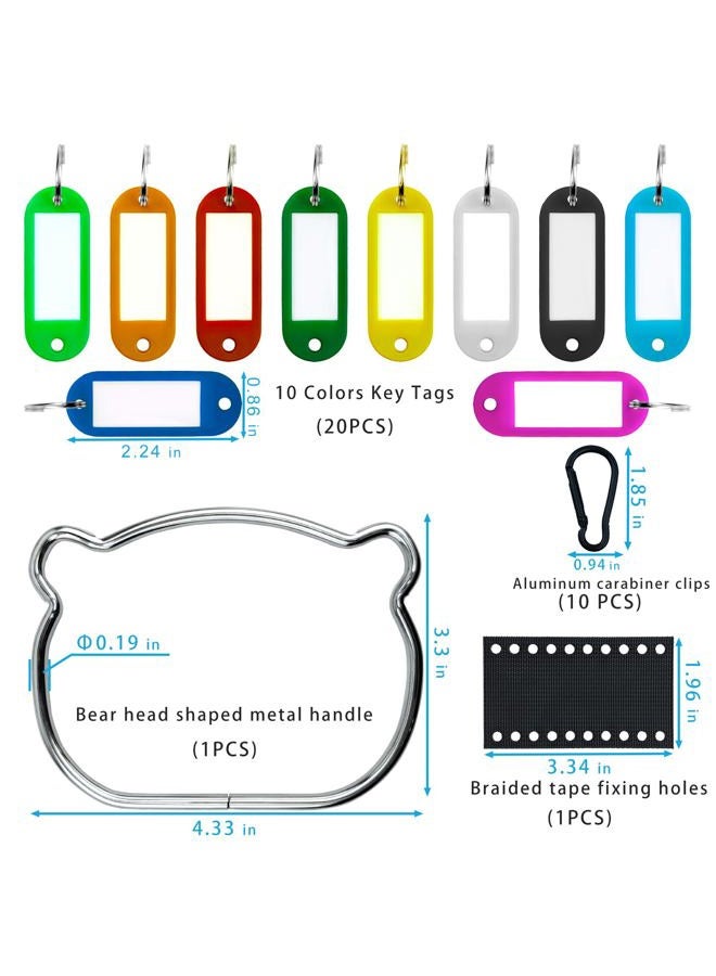 NAUWER Key Organizer, with 10 Small Aluminum Carabiners; 20 10-Color PE Elongated Key Ring Tags for Keys Marking and Management in The Warehouse, Office and Home - Image 3