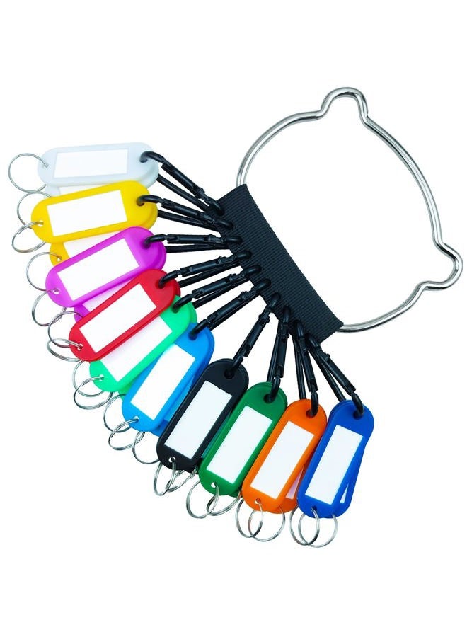 NAUWER Key Organizer, with 10 Small Aluminum Carabiners; 20 10-Color PE Elongated Key Ring Tags for Keys Marking and Management in The Warehouse, Office and Home - Image 1