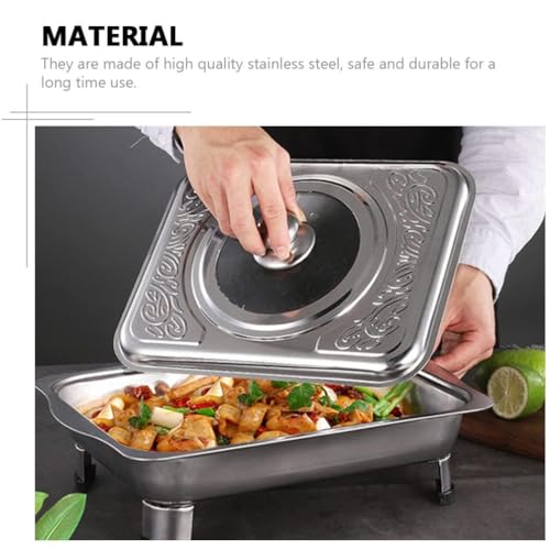VBM Buffet Dish Tray with Glass Cover Serving Tray Stainless Steel Buffet Server Chafing Food Tray Dish Chafer Pan for Wedding Parties Banquet Catering Events - Image 4