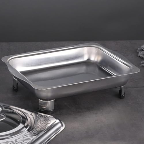 VBM Buffet Dish Tray with Glass Cover Serving Tray Stainless Steel Buffet Server Chafing Food Tray Dish Chafer Pan for Wedding Parties Banquet Catering Events - Image 2