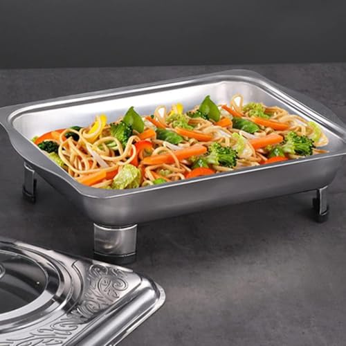 VBM Buffet Dish Tray with Glass Cover Serving Tray Stainless Steel Buffet Server Chafing Food Tray Dish Chafer Pan for Wedding Parties Banquet Catering Events - Image 3