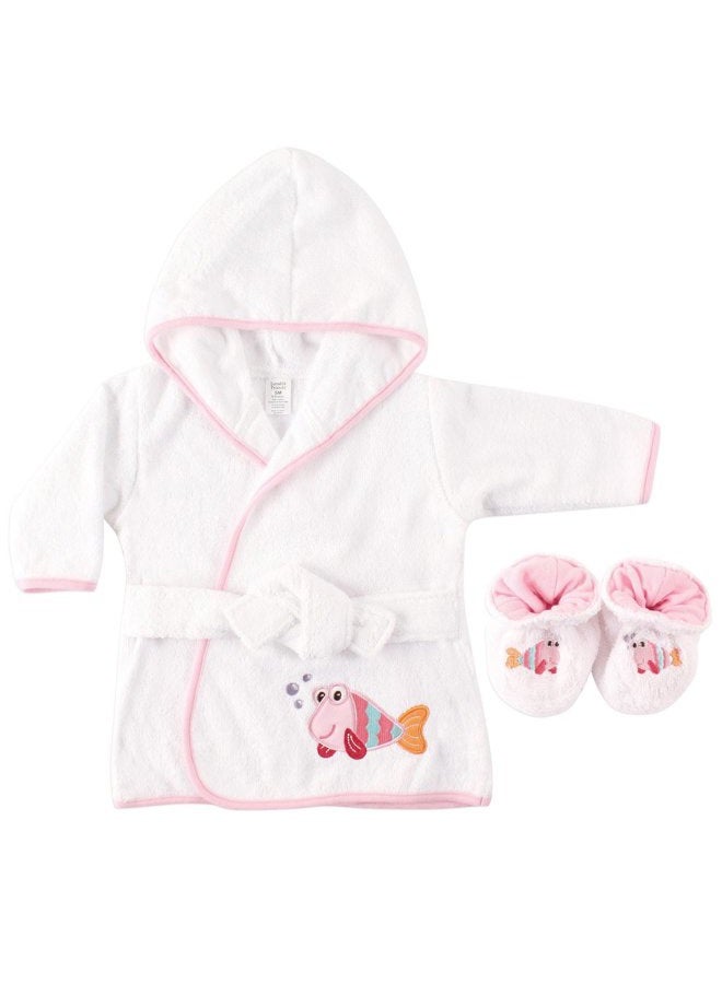 Luvable Friends Unisex Baby Cotton Terry Bathrobe, Fish, One Size - Image 1