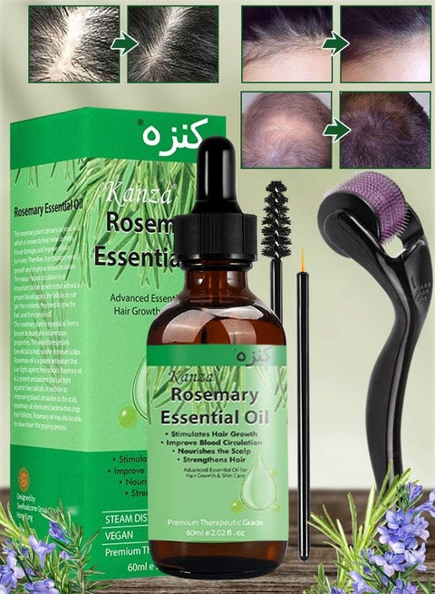 60ml Rosemary Oil with Roller for Hair Growth Pure Organic Rosemary Essential Oil Hair Scalp Oil Pure and Natural Premium Quality Oil Hair Loss Treatment Oil Hair Growth Serum for Men and Women