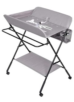 XiuWoo Portable Foldable Baby Changing Table Baby Care Desk Diaper Mat Nursery Table Adjustable Baby Care Desk With Wheels Safety Belt Storage Basket For Infant, Waterproof Diaper Pad Topper  - Image 1