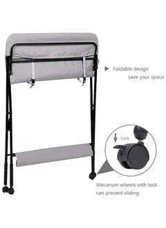 XiuWoo Portable Foldable Baby Changing Table Baby Care Desk Diaper Mat Nursery Table Adjustable Baby Care Desk With Wheels Safety Belt Storage Basket For Infant, Waterproof Diaper Pad Topper  - Image 2