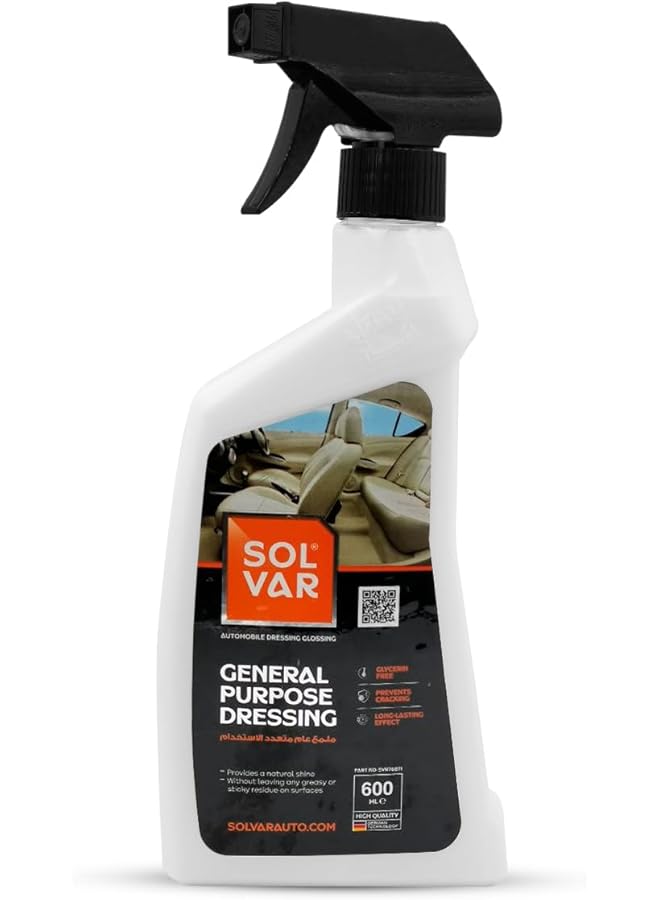 Generic Solvar General Purpose Dressing 600Ml – Multi-Surface Automotive Conditioner And Glossing Spray For Leather, Vinyl, Plastic – Natural Shine Finish, No Greasy Or Sticky Residue, Uv Protection  - Image 1