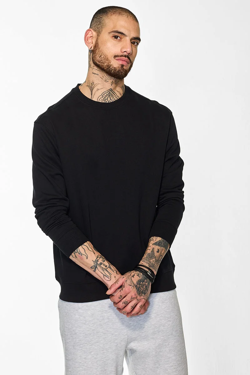 SNITCH Core Lab Black Solid Sweater
