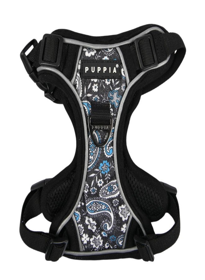 Puppia Cynthia Dog Harness H Sturdy Adjustable Neck and Chest Reflective Flower Pattern Front and Back D-Ring for Small and Medium Dogs, Black, Medium - Image 2