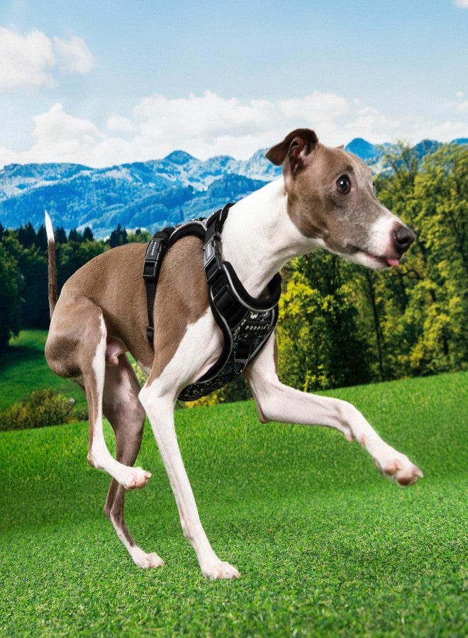Puppia Cynthia Dog Harness H Sturdy Adjustable Neck and Chest Reflective Flower Pattern Front and Back D-Ring for Small and Medium Dogs, Black, Medium - Image 4