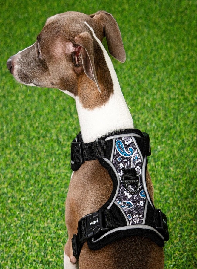Puppia Cynthia Dog Harness H Sturdy Adjustable Neck and Chest Reflective Flower Pattern Front and Back D-Ring for Small and Medium Dogs, Black, Medium - Image 5