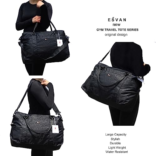 ESVAN Travel Tote Duffel Gym Bag,Weekender Overnight Carry-on Tote Crossbody Bag with Wet Pocket and Trolley Sleeve Upgraded ([A] 1) - Image 5