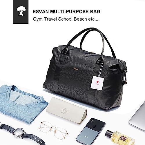 ESVAN Travel Tote Duffel Gym Bag,Weekender Overnight Carry-on Tote Crossbody Bag with Wet Pocket and Trolley Sleeve Upgraded ([A] 1) - Image 4