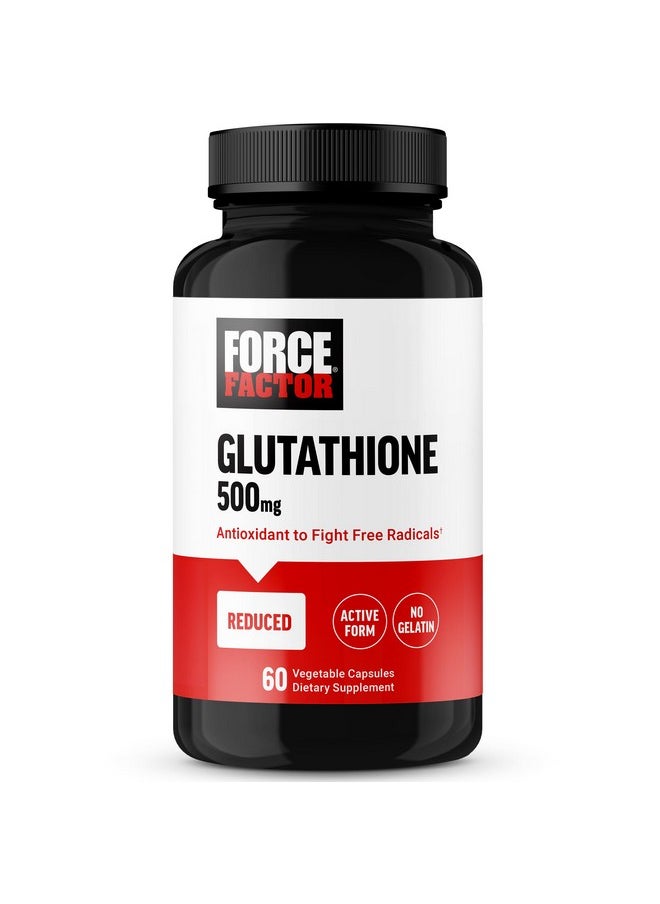 Force Factor FORCE FACTOR Glutathione Supplement, Antioxidant Supplement with Reduced Glutathione 500mg for Superior Absorption and Efficacy, Active Form, Vegan, Non-GMO, 60 Vegetable Capsules  - Image 1