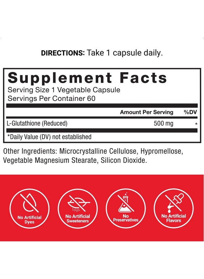 Force Factor FORCE FACTOR Glutathione Supplement, Antioxidant Supplement with Reduced Glutathione 500mg for Superior Absorption and Efficacy, Active Form, Vegan, Non-GMO, 60 Vegetable Capsules  - Image 4