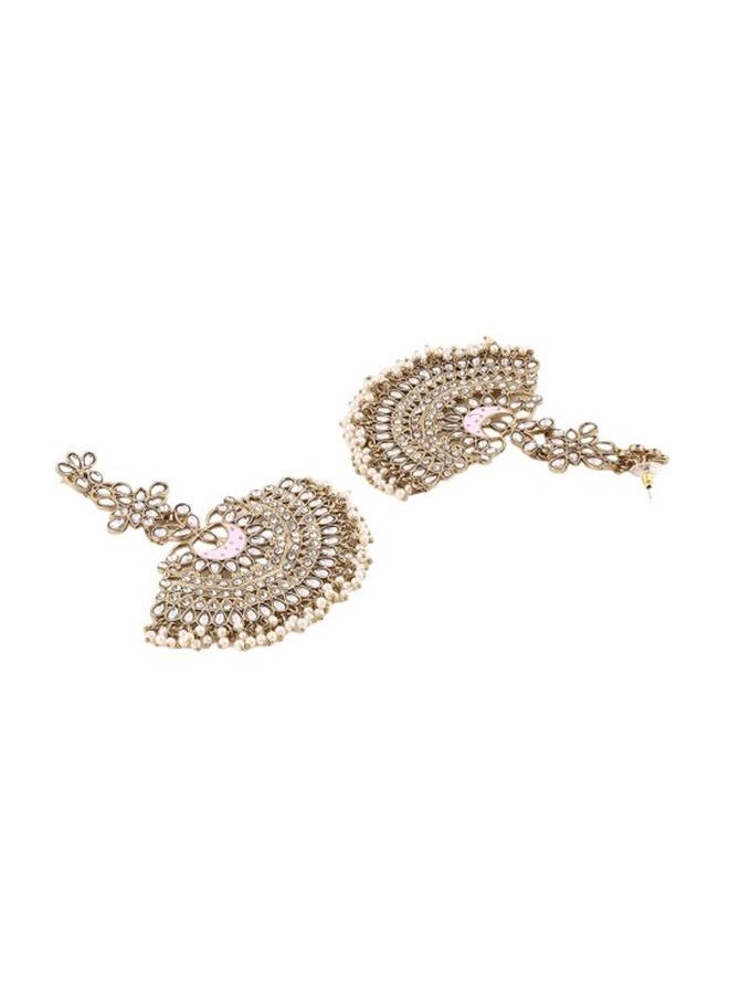 Priyaasi Elegant Women Pink Brass Earrings with pattern and secured with Post and Back closure and styled in ideal for Ethnic moments — crafted to elevate your special moments.  - Image 3