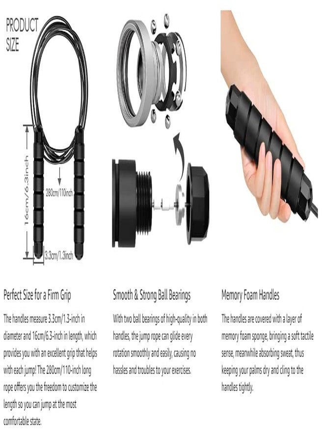 BROGBUS Adjustable Steel Jumping Skipping Rope Cable with Ball Bearings for Women, Men, and Kids - Image 4