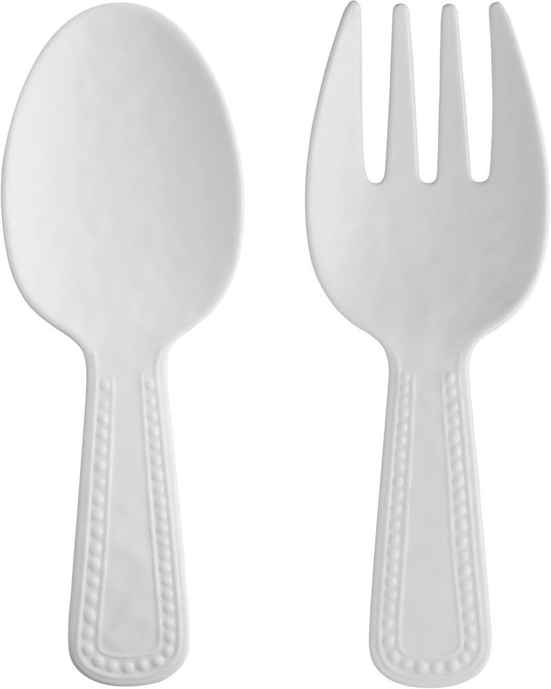 UP UPware Pebble Melamine Salad Servers Serving Utensil Set Includes Serving Fork and Spoon for Tossing Salad Pasta White 1075 Inch Set of 2  - Image 1