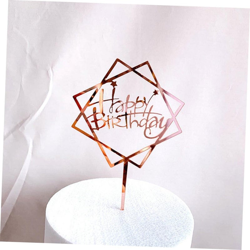 Rose Gold Birthday Cake Toppers Set 6Pcs Acrylic Cake Picks Cupcake Decorations Party Supplies - Image 4