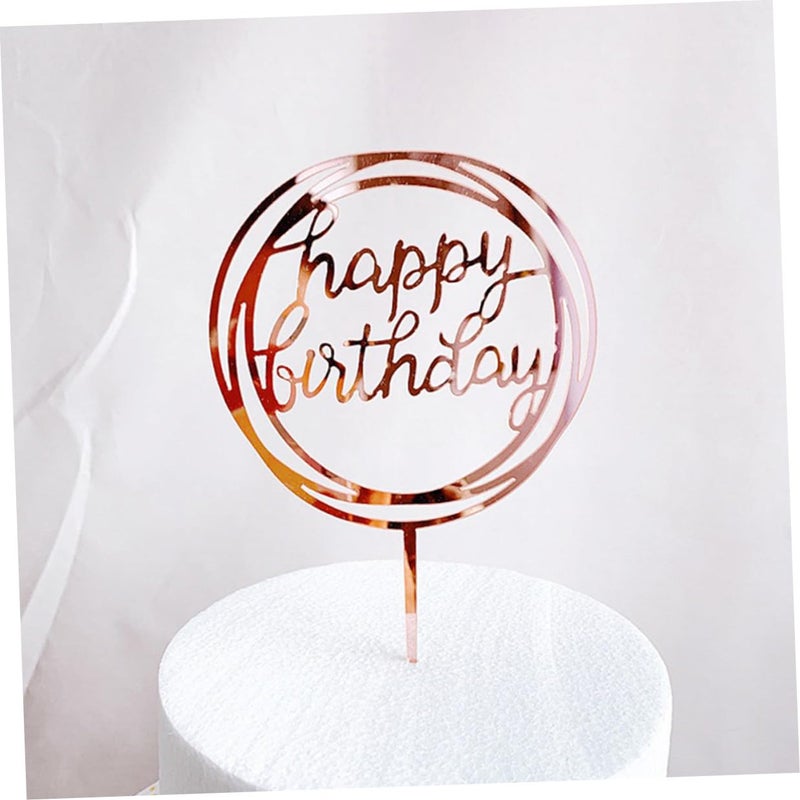 Rose Gold Birthday Cake Toppers Set 6Pcs Acrylic Cake Picks Cupcake Decorations Party Supplies - Image 5