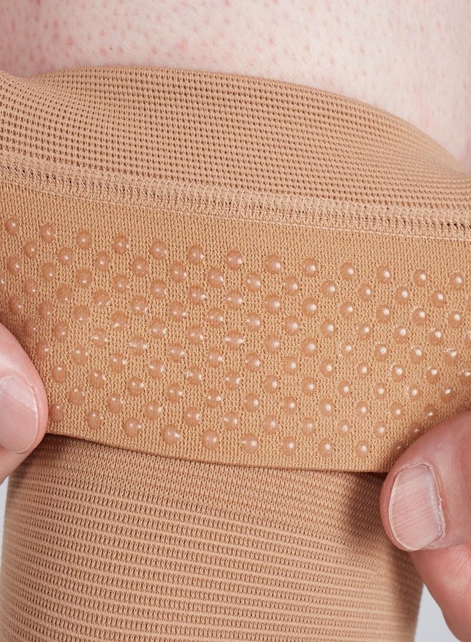 medi Seamless Knit Knee Support Compression Sleeve w/Band Beige SM - Image 2