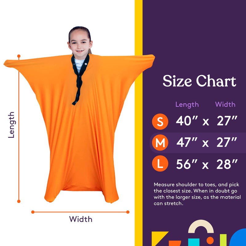 Special Supplies Orange Sensory Body Sock Full-Body Wrap to Relieve Stress, Stretchy, Breathable Cozy Sensory Sack for Boys, Girls, Safe, Comfortable, Calming Relief Cocoon (Small 40"x27") - Image 2