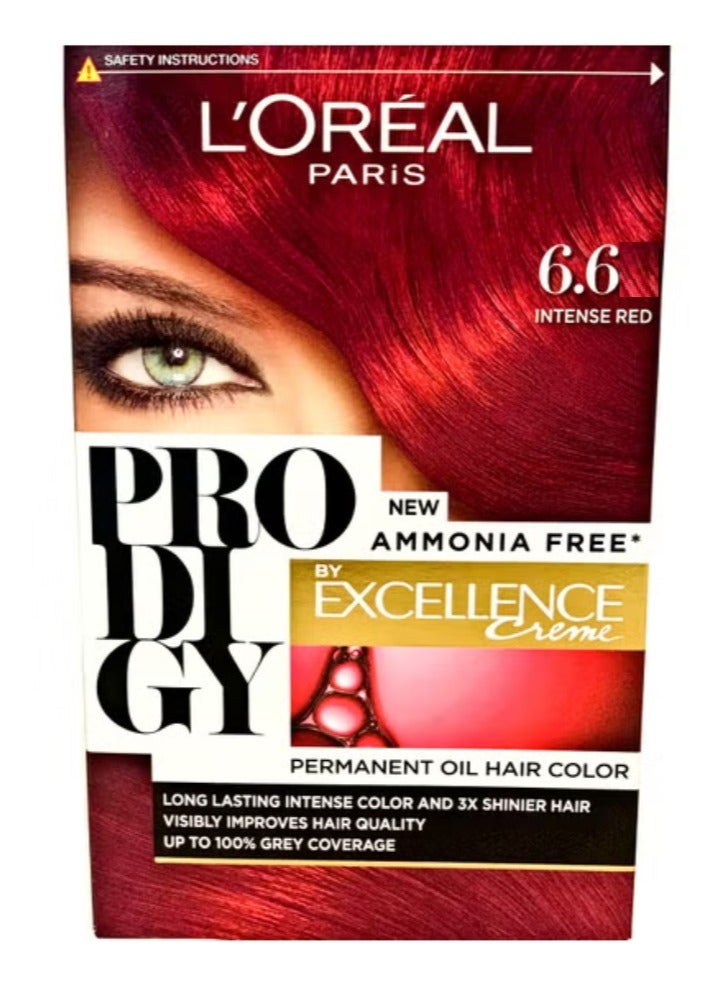 Loreal Paris Prodigy Permanent  Oil Hair Color 6.6 Intense Red 182 ML