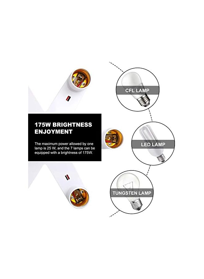 The Bros حامل مصباح E27 7 في 1، محول مقبس مصباح، محول قاعدة مصباح متعدد، حامل لمبات LED قياسي (أبيض) - Image 5