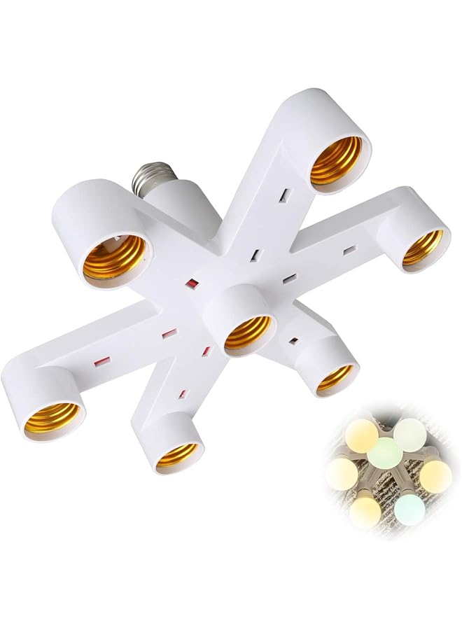 The Bros حامل مصباح E27 7 في 1، محول مقبس مصباح، محول قاعدة مصباح متعدد، حامل لمبات LED قياسي (أبيض) - Image 1