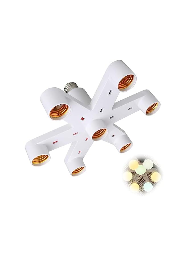 The Bros حامل مصباح E27 7 في 1، محول مقبس مصباح، محول قاعدة مصباح متعدد، حامل لمبات LED قياسي (أبيض) - Image 2