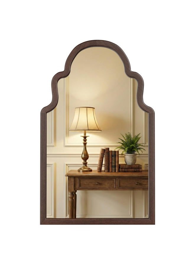 Pocetry 40"x24" Arched Wall Mirror, Solid Wood Frame, Mid-Century Modern Style, Decorative Mirrors for Bathroom Vanity, Entryway, Mantel, Dark Walnut Finish - Image 1