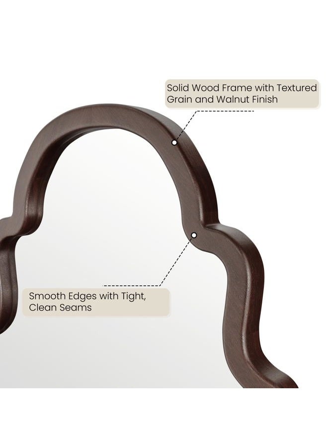 Pocetry 40"x24" Arched Wall Mirror, Solid Wood Frame, Mid-Century Modern Style, Decorative Mirrors for Bathroom Vanity, Entryway, Mantel, Dark Walnut Finish - Image 2